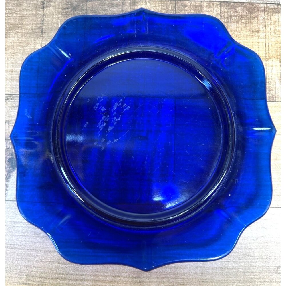 Imperial Glass Cobalt Blue Base for Kraft Cheese/Butter Dish Scalloped